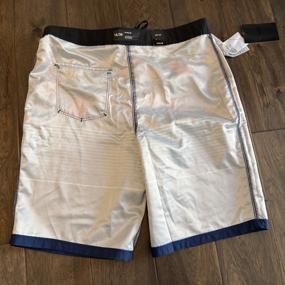 Hurley Board Shorts Kids Size 18/29 Navy Blue New Tropical Floral Striped Trunks